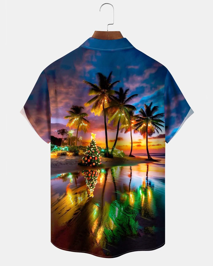 Alohadaddy® Christmas Hawaiian Beach Vacation Printed Pocket Elastic Button Men&