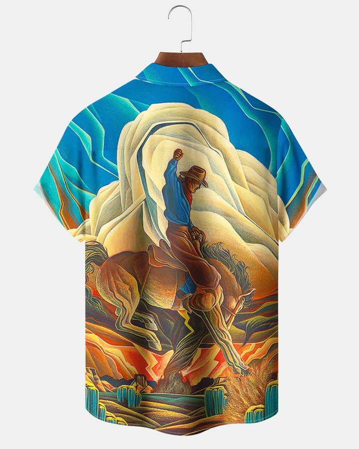 Alohadaddy® Vintage Equestrian Optimized Print Stretch Button Men&