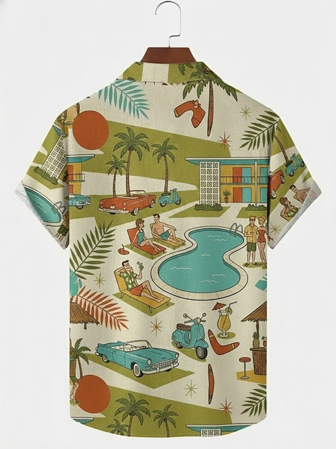 Alohadaddy® Hawaii Pool Skate Vacation Print Men&
