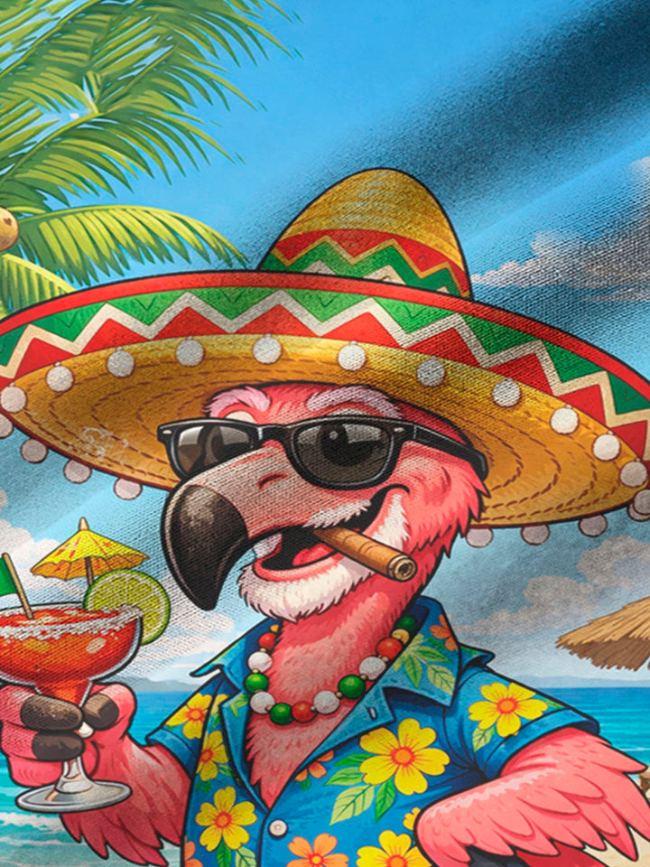 Alohadaddy® Hawaii Flamingo Beer Cigar Cinco de Mayo Print Men&