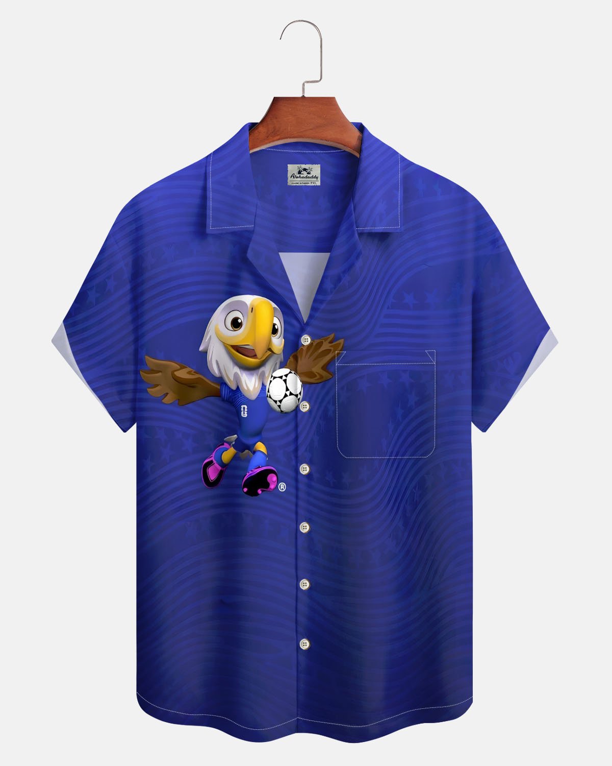 Alohadaddy® Casual Football Sport Print Art Button-Down Cardigan Men's Short-Sleeve Shirt Big & Tall