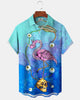 Alohadaddy® Hawaiian Flamingo Print Art Button Pocket Cardigan Men's Short Sleeve Shirt Big & Tall