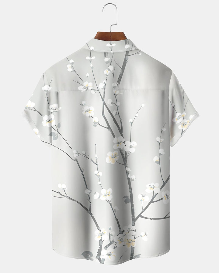 Alohadaddy® Casual Cherry Blossom Print Artistic Button Pocket Cardigan Men&