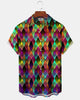 Alohadaddy® Casual Abstract Print Art Button Pocket Cardigan Men's Short Sleeve Shirt Big & Tall