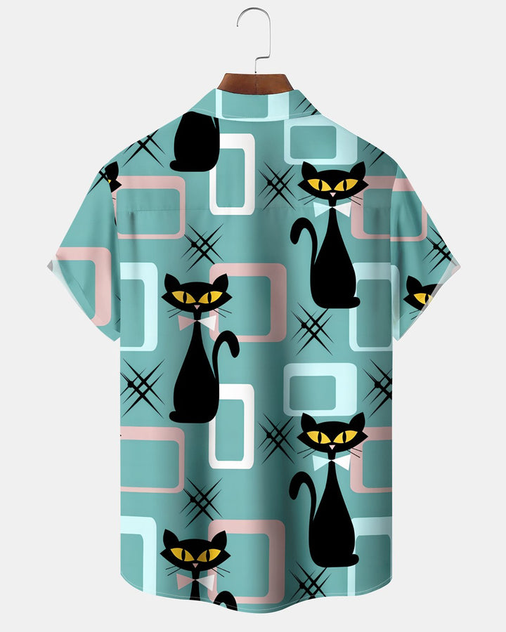 Alohadaddy® Casual Fish Print Art Button Pocket Cardigan Men&