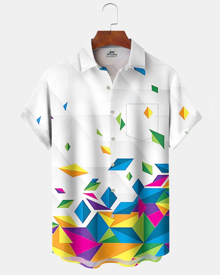Alohadaddy® Casual Geometric Print Art Button Pocket Cardigan Men&