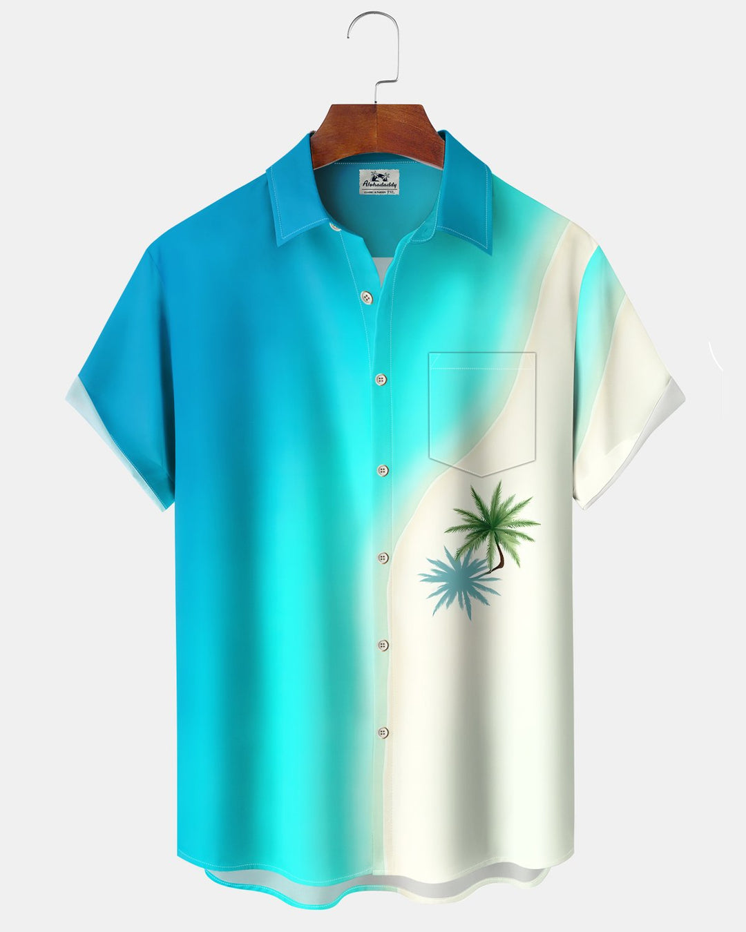 Alohadaddy® Hawaiian Palm Tree Print Art Button Pocket Cardigan Men&