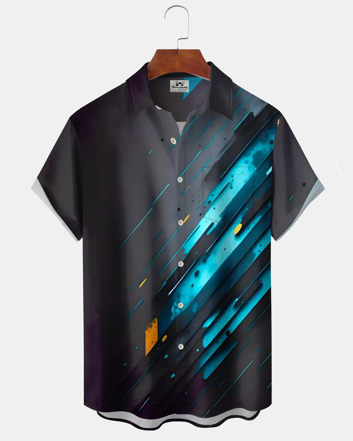 Alohadaddy® Casual Geometric Print Art Button Pocket Cardigan Men&