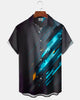 Alohadaddy® Casual Geometric Print Art Button Pocket Cardigan Men's Short Sleeve Shirt