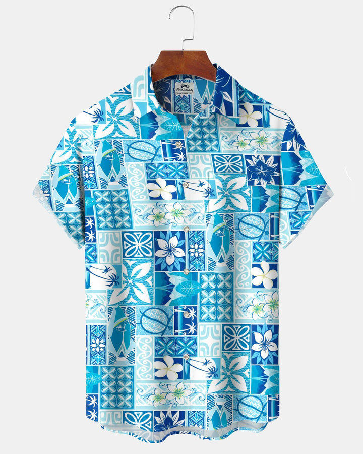 Alohadaddy® Hawaiian Floral Print Art Button Pocket Cardigan Men&