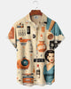 Alohadaddy® Vintage Home Print Art Button Pocket Cardigan Men's Short Sleeve Shirt