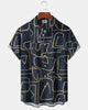 Alohadaddy® Men's Short-Sleeve Casual Cardigan Shirt  Geometric Art Print, Button-Front with Pocket
