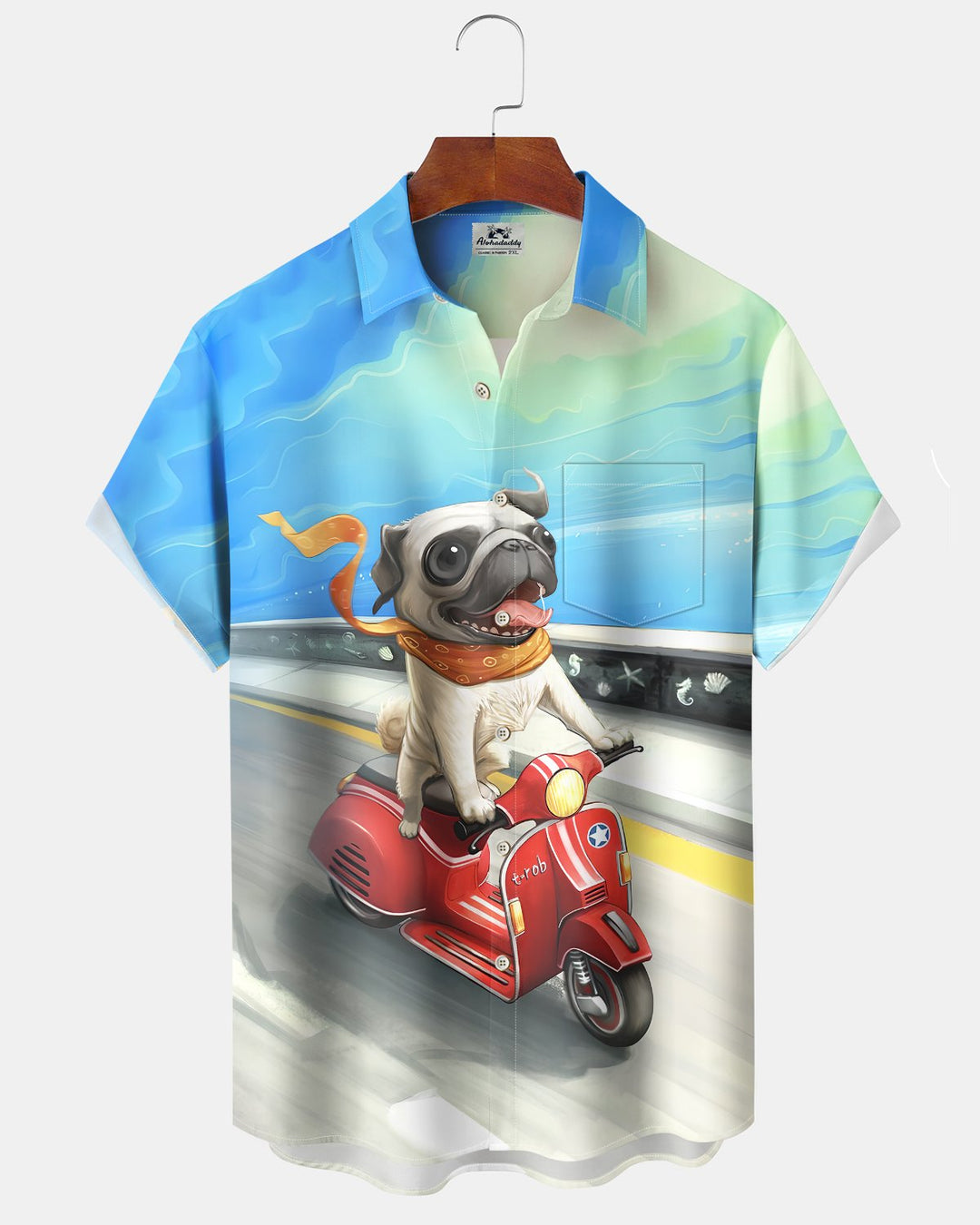 Alohadaddy® Casual Electric Bike Dog Print Art Cardigan with Buttons and Pockets for Men&
