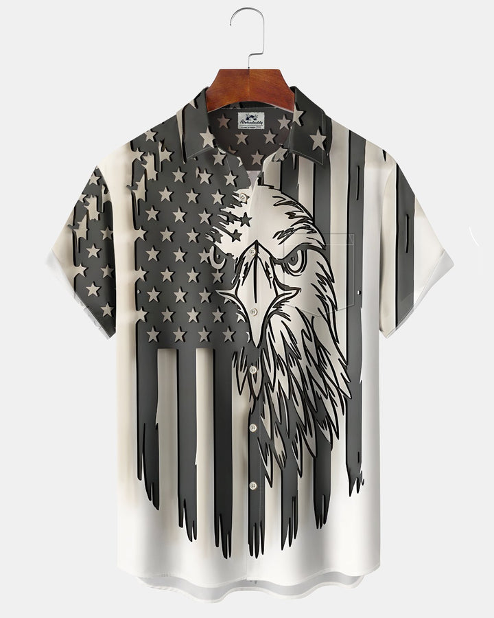 Alohadaddy® Holiday Independence Day Print Art Button Pocket Cardigan Men&