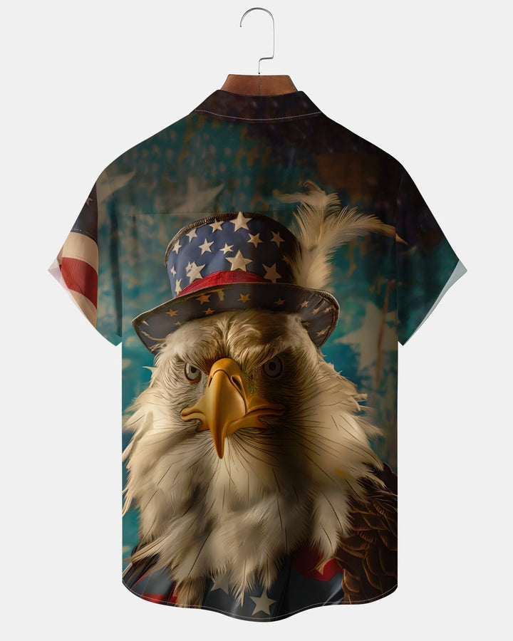 Alohadaddy® Holiday Independence Day Print Art Button Pocket Cardigan Men&