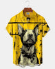 Alohadaddy® Vintage Dog Print Art Button Pocket Cardigan Men's Short Sleeve Shirt