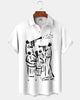 Alohadaddy® Men's Short-Sleeve Button-Down Shirt  Casual  Music-Themed Graphic Print with Pocket