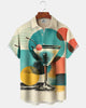Alohadaddy® Men's Short-Sleeve Button-Down Shirt with Pocket Vintage Cocktail Print
