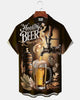 Alohadaddy® Men's Short-Sleeve Button-Down Shirt  Vintage Beer-Themed Graphic Print with Pocket