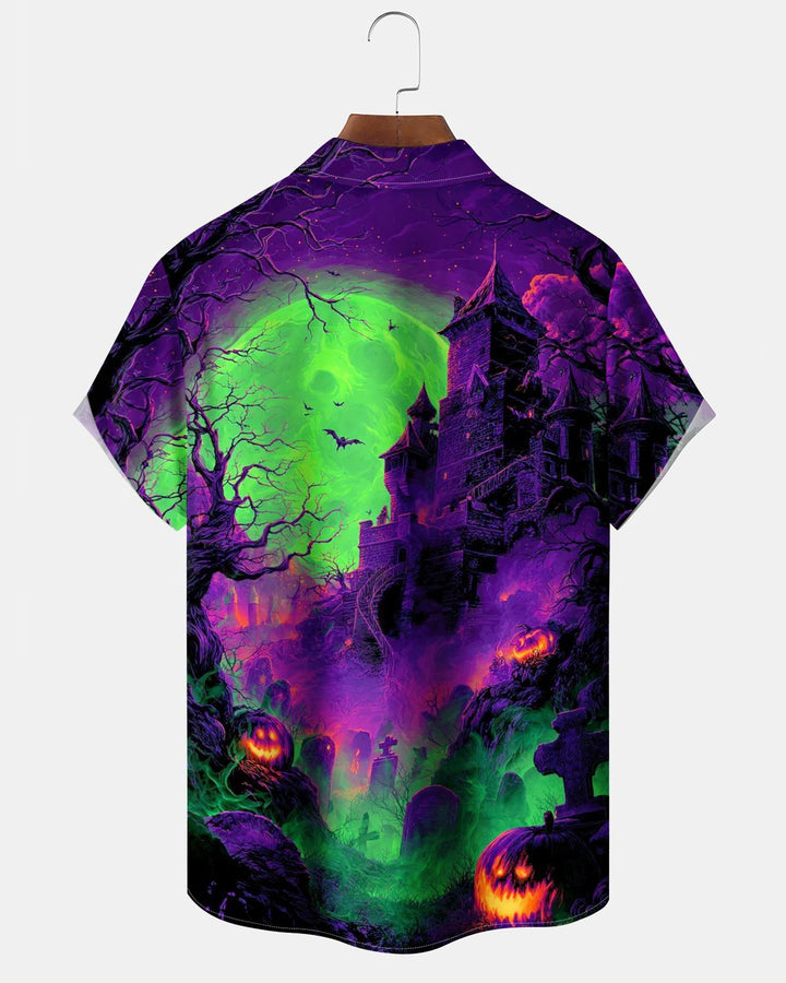 Alohadaddy® Holiday Halloween Graphic Print Button-Down Pocket Cardigan-Style Men&