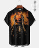 Alohadaddy® Men's Short-Sleeve Button-Down Shirt  Vintage Halloween Graphic Print with Pocket