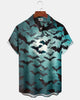 Alohadaddy® Men's Short-Sleeve Button-Down Shirt  Vintage Halloween Graphic Print with Pocket