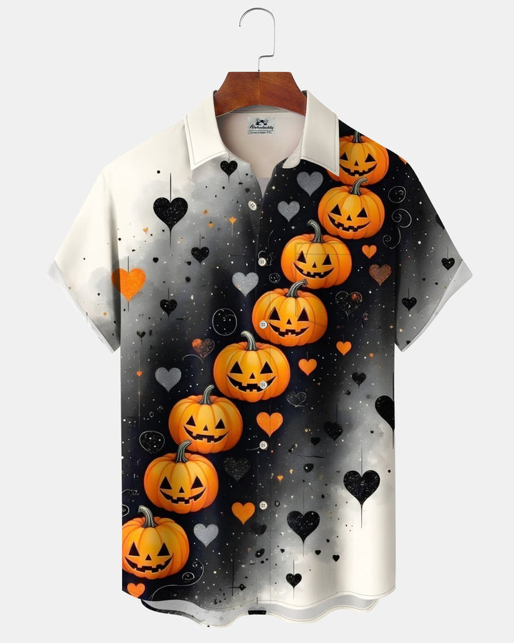 Alohadaddy® Holiday/Halloween Print Button-Down Short-Sleeve Shirt with Pocket