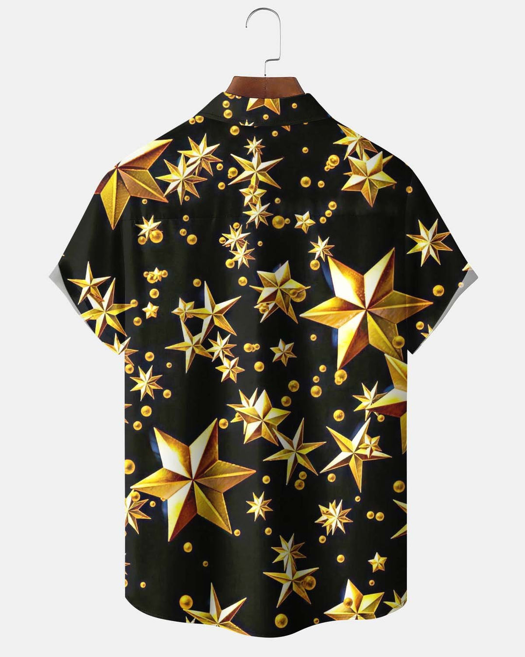 Alohadaddy® Men’s Short-Sleeve Button-Down Shirt  Vintage-Style Star Print with Pocket