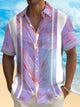 Alohadaddy Hawaiian Gold Botanical Print Men's Button Pocket Short Sleeve Shirt