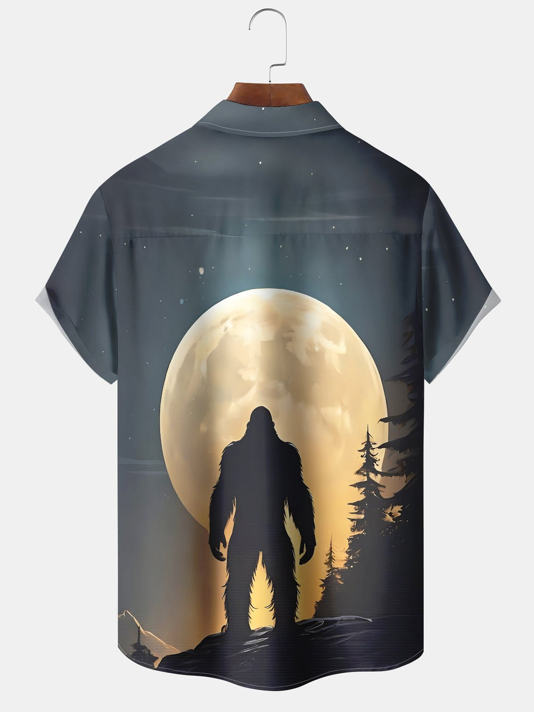 Alohadaddy Hawaii Vintage Bigfoot Sunset Silhouette Print Art Buttons Stretch Large Size Men&