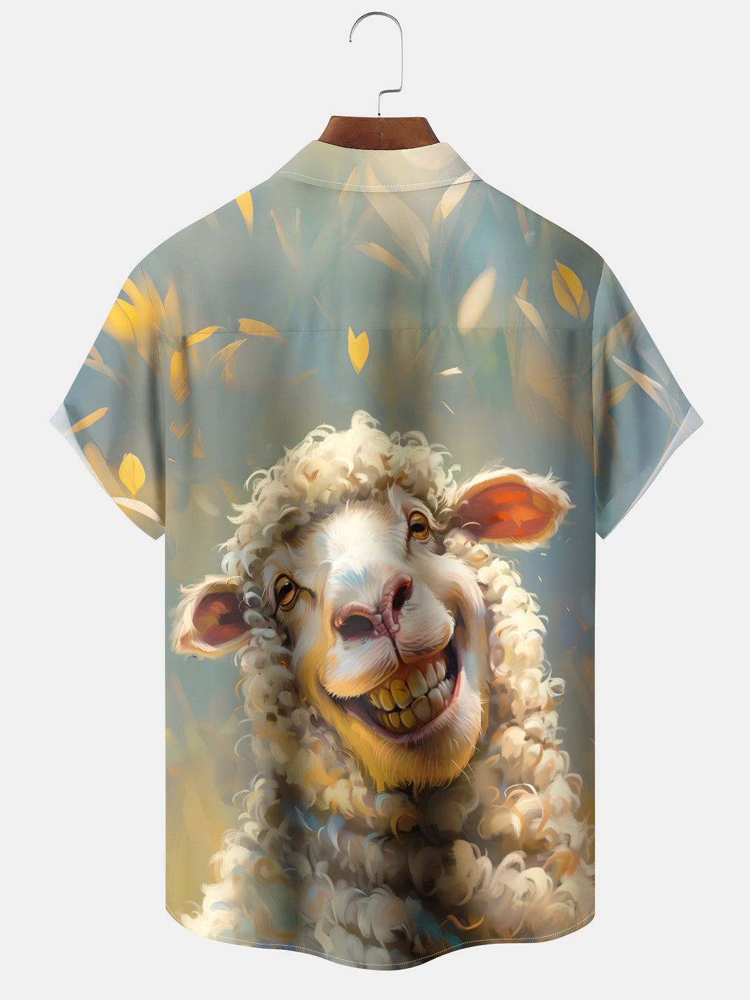 Alohadaddy Casual Sheep Ink Painting Art Button Cardigan Pocket Stretch Large Size Long Short Sleeve Shirt