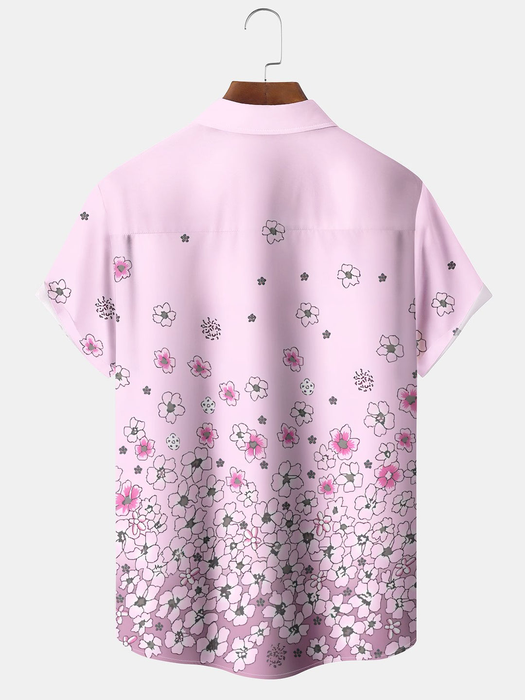 Alohadaddy Casual Gradient Floral Art Print Moisture Wicking Chest Pocket Oversized Stretch Hawaiian Short Sleeve Shirt