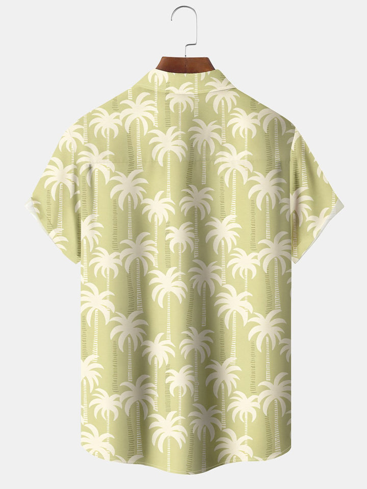 Alohadaddy® Casual Palm Trees Art Print Chest Pocket Stretch Large Size Men&