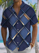 Alohadaddy® Vintage Geometric Art Print Chest Pocket Stretch Hawaiian Short Sleeve Shirt Big & Tall