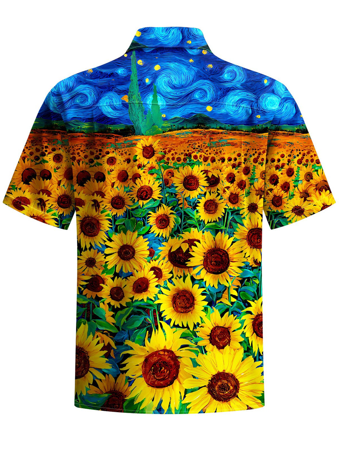 Alohadaddy® Hawaiian Sunflowers Oil Painting Print Chest Pocket Men&