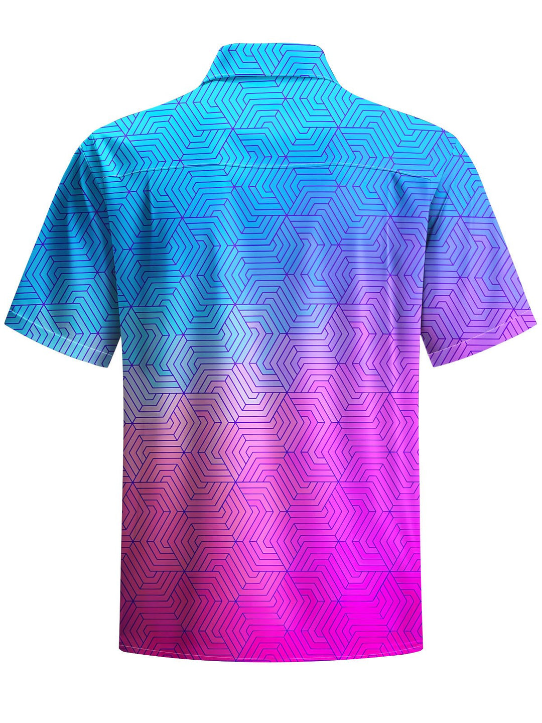 Alohadaddy® Hawaii Ombre Geometric Print Chest Pocket Men&
