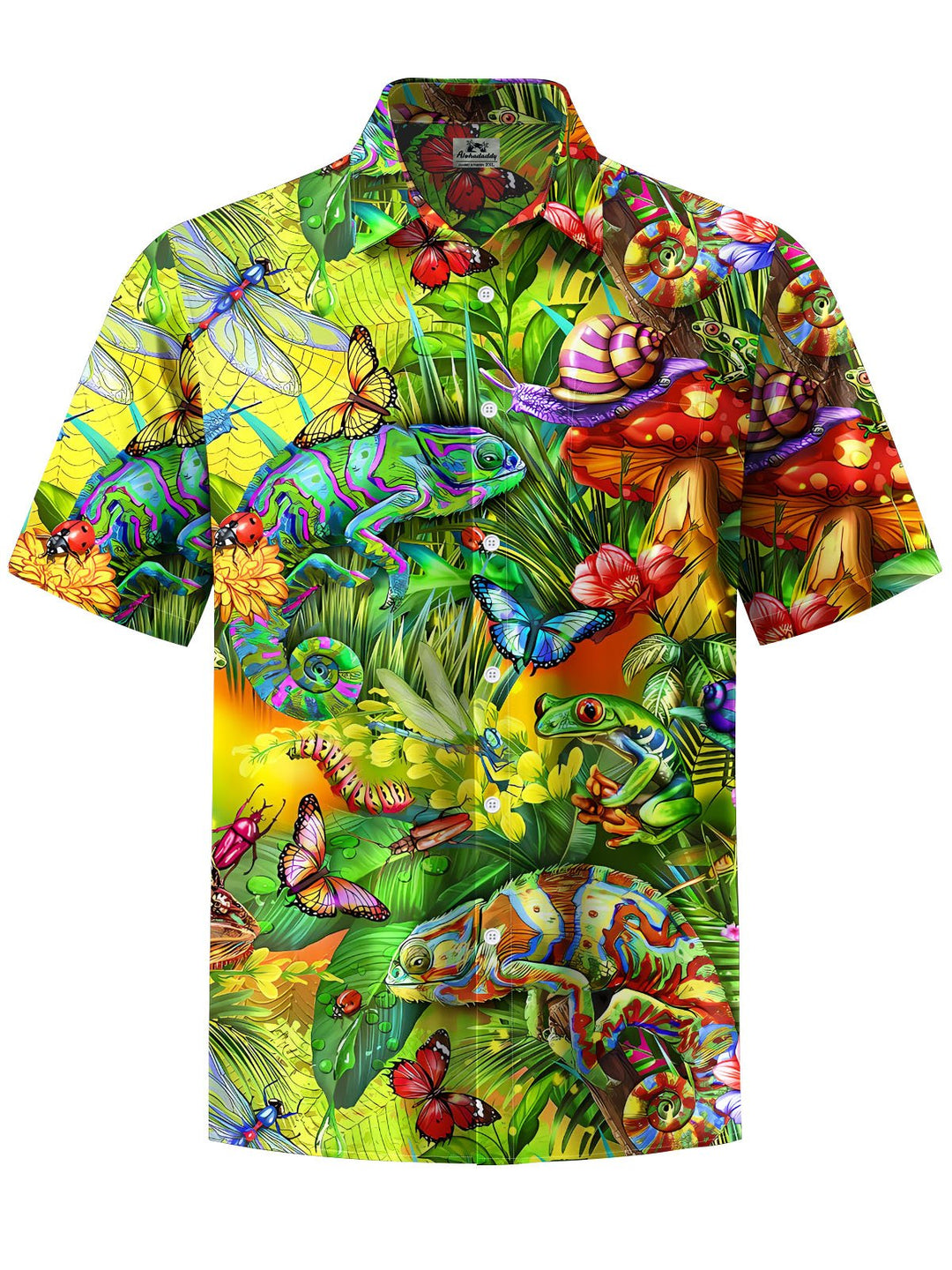 Alohadaddy® Hawaii Chameleon Print Chest Pocket Men&