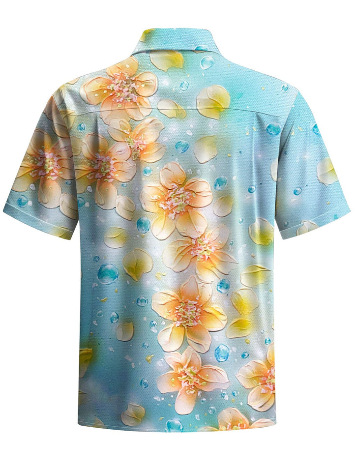 Alohadaddy® Hawaiian Flowers Print Chest Pocket Mens Short Sleeve Shirt Big &amp; Tall