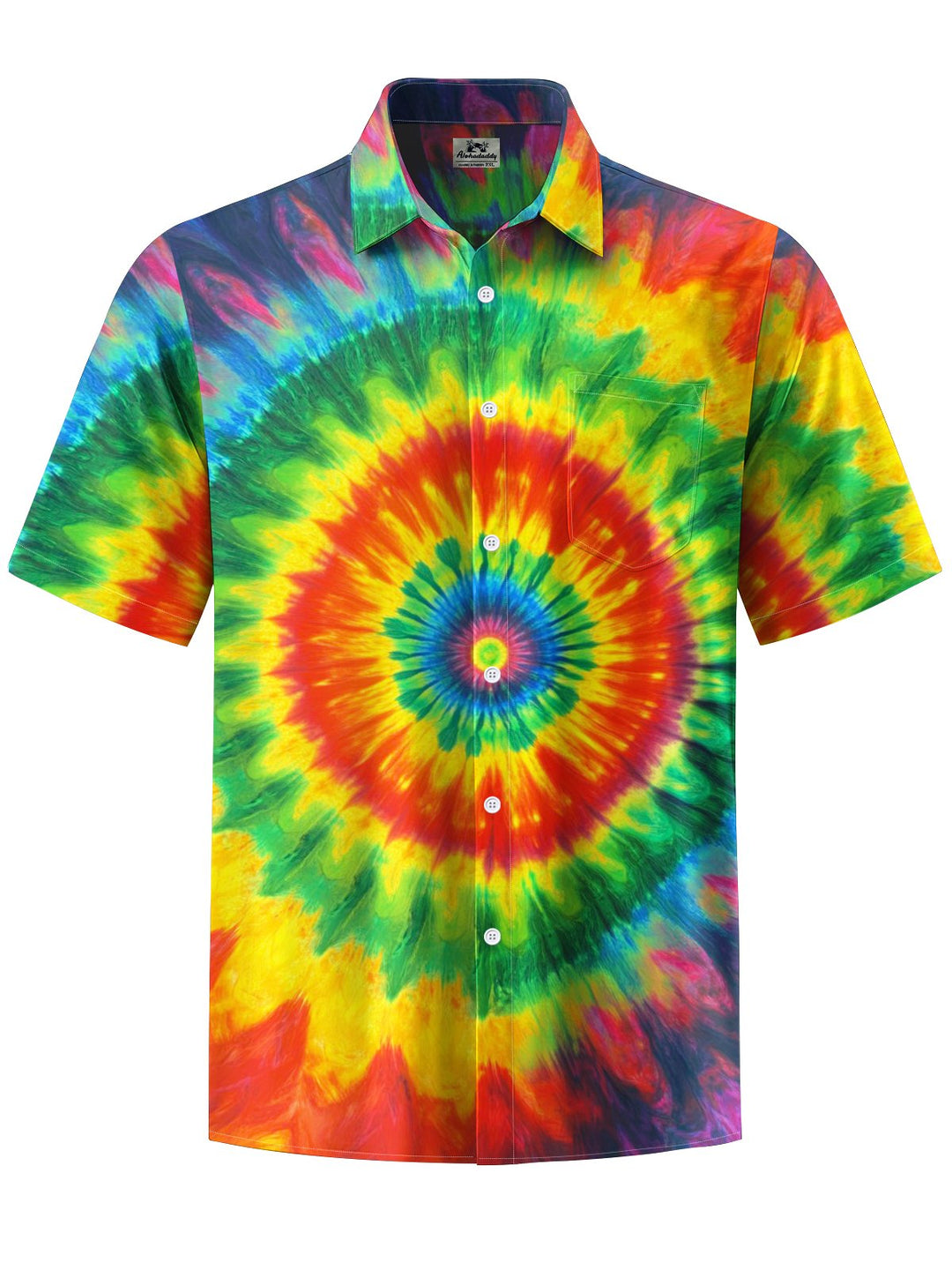 Alohadaddy® Vintage Abstract Tie Dye Texture Print Art Chest Pocket Men Short Sleeve Shirt Big &amp; Tall