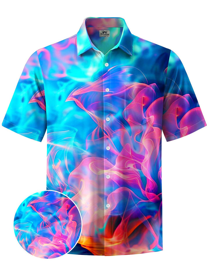 Alohadaddy® Casual Abstract Texture Art Print Chest Pocket Men Short Sleeve Shirt Big &amp; Tall