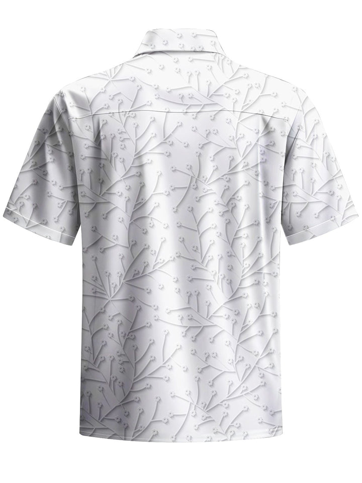 Alohadaddy® Casual Geometric Leaf Art Print Chest Pocket Mens Short Sleeve Shirt Big &amp; Tall