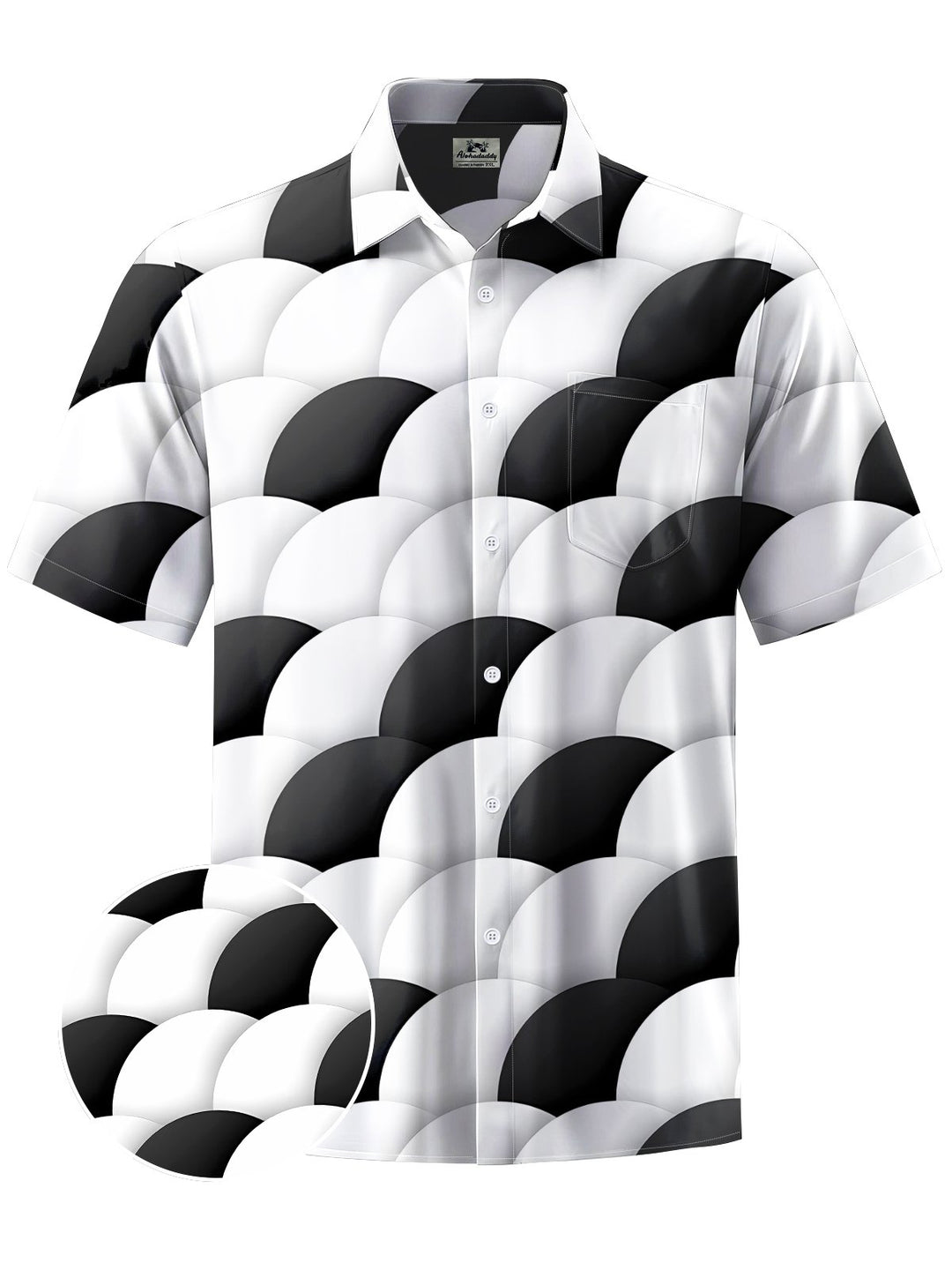 Alohadaddy® Casual Geometric Art Print Chest Pocket Men&
