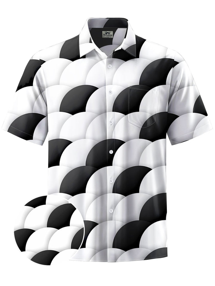 Alohadaddy® Casual Geometric Art Print Chest Pocket Men&