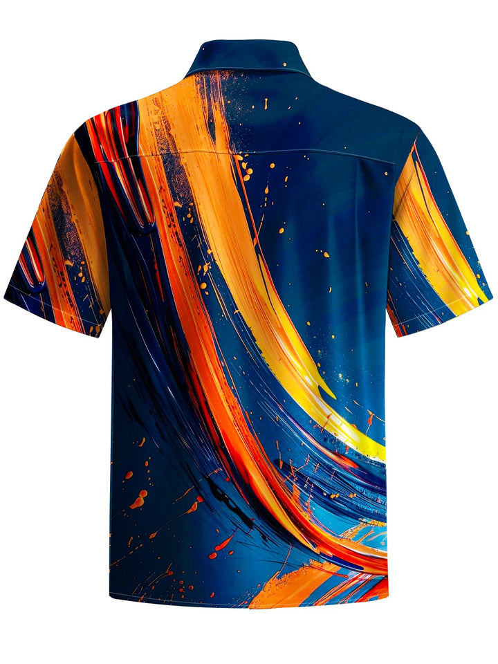 Alohadaddy® Vintage Geometric Abstract Art Print Chest Pocket Men&