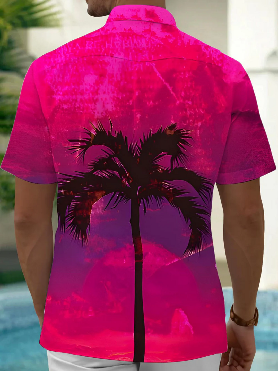 Alohadaddy® Hawaii Palm Tree Art Print Chest Pocket Men&
