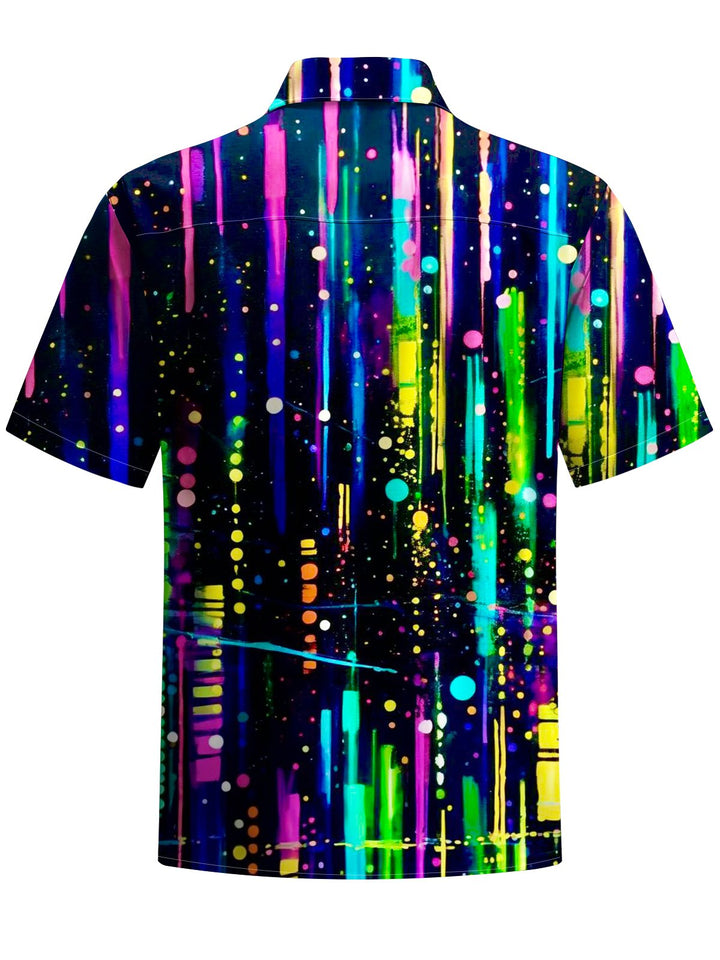 Alohadaddy® Casual Stripe Art Print Chest Pocket Men&