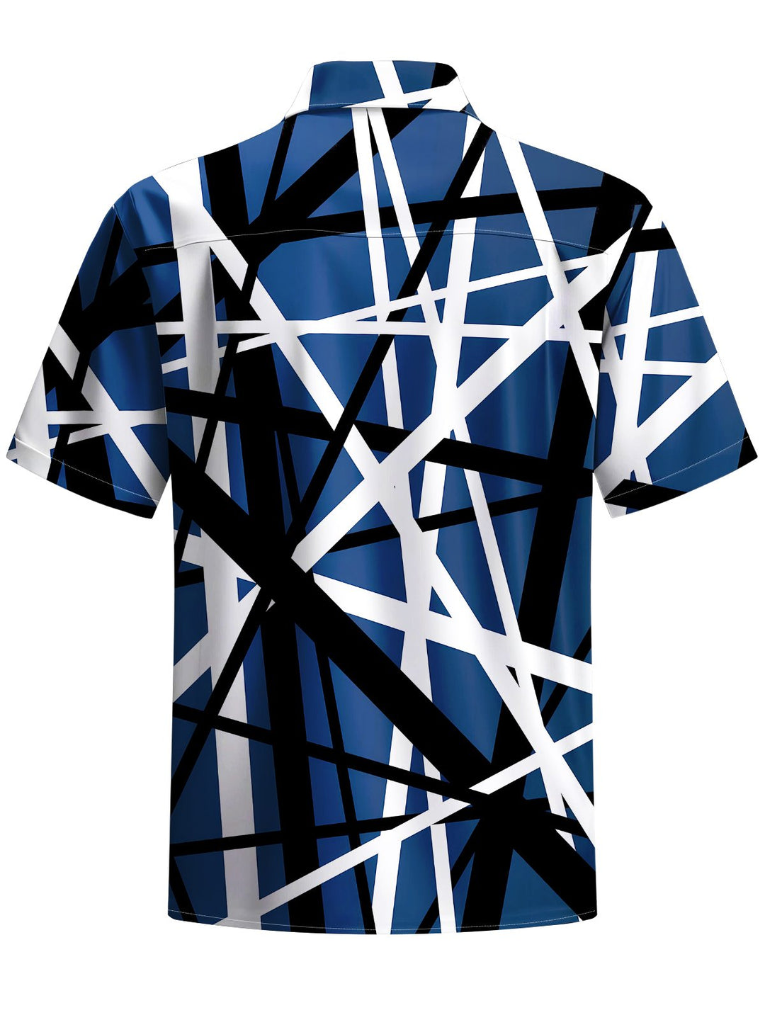 Alohadaddy® Casual Geometric Stripe Art Print Chest Pocket Men&