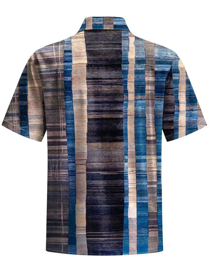 Alohadaddy® Vintage Stripe Geometric Art Print Chest Pocket Men&
