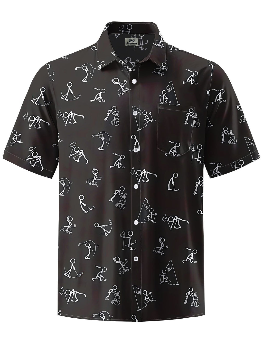 Alohadaddy® Casual Golf Art Print Chest Pocket Men&