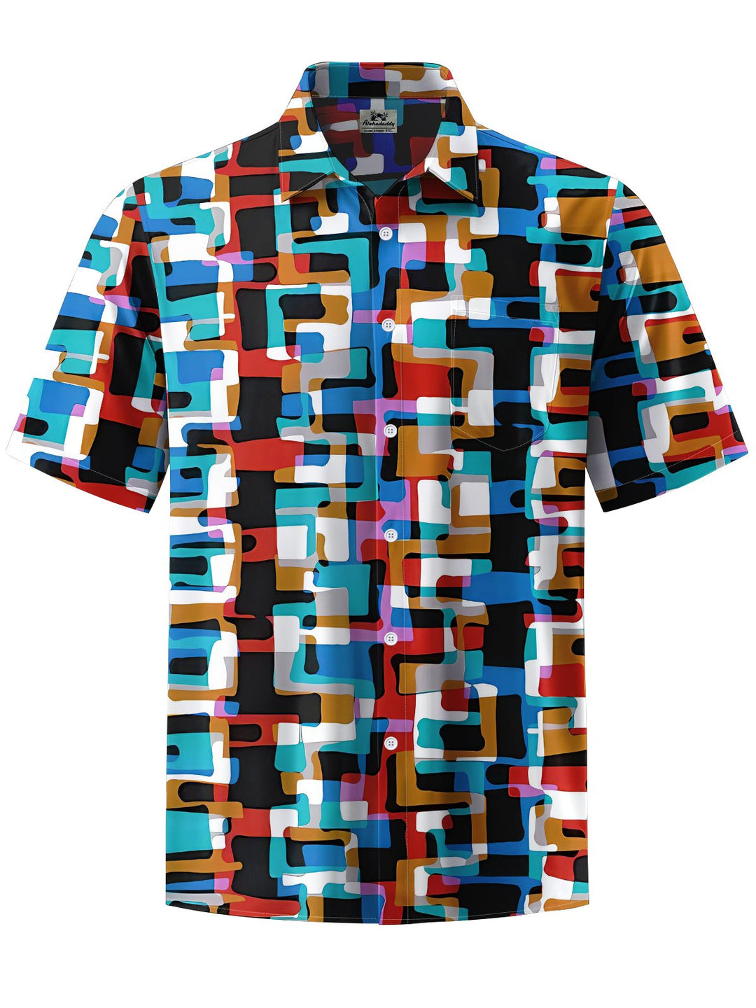Alohadaddy® Casual Abstract Art Print Moisture-Wicking Chest Pocket Men&